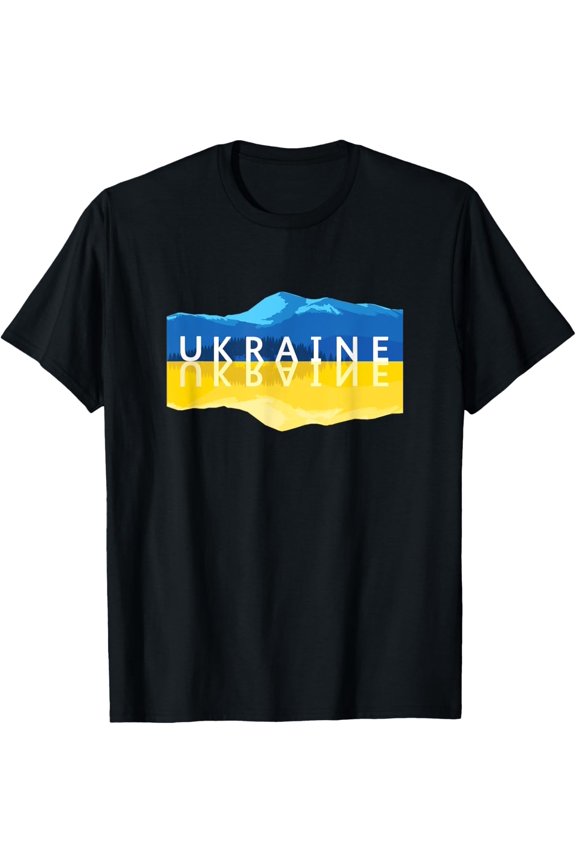 Ukraine Mountain Reflections - Ukrainian Nature Souvenir T-Shirt men and women can wear, black, white, gifts