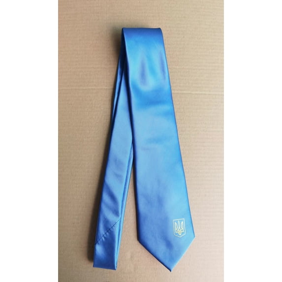 Ukraine Official Gold Trident Men's Blue Tie Micro Fiber Silk Rough Tex®