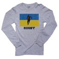 thumbnail image 1 of Ukraine Olympic - Rugby - Flag - Silhouette Men's Long Sleeve Grey T-Shirt, 1 of 2