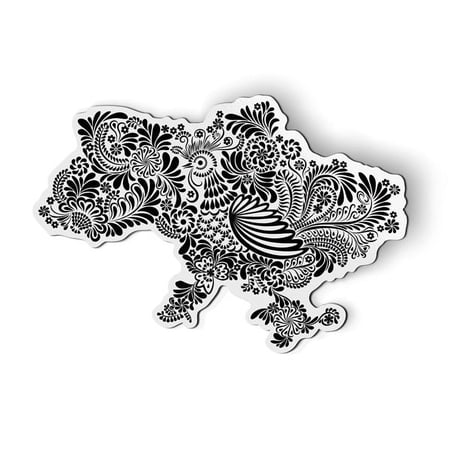 Ukraine Ornamental Country Ukrainian Map - 5.5" Magnet for Car Locker Refrigerator