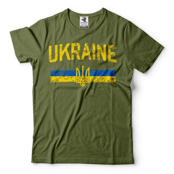 Ukraine Patriotic Shirt Ukraine Flag Tee Ukrainian Gifts Ukraine Logo Shirt Mens Womens Ukraine Tee (Large Military Green)