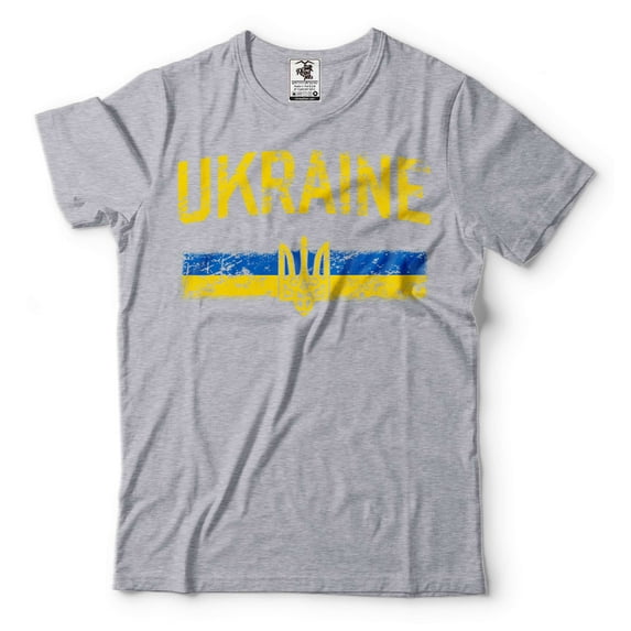 Ukraine Patriotic Shirt Ukraine Flag Tee Ukrainian Gifts Ukraine Logo Shirt Mens Womens Ukraine Tee (Small Grey)