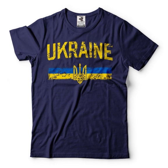 Ukraine Patriotic Shirt Ukraine Flag Tee Ukrainian Gifts Ukraine Logo Shirt Mens Womens Ukraine Tee (X-Large Navy Blue)