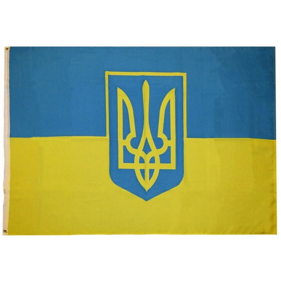 Ukraine Trident Large Yellow Premium 100D Woven Poly Nylon 3x5 3'x5' Flag (RUF)