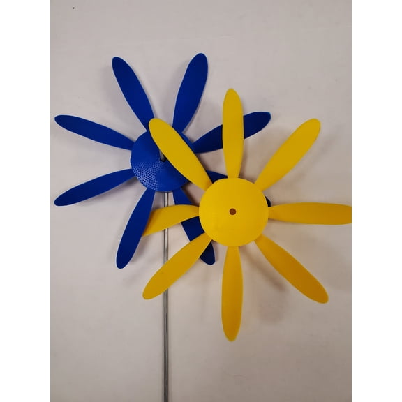 Ukraine colors lawn decor sunFlower spinner Yellow Blue Early Bloomer 8 inch dia, 12 pack
