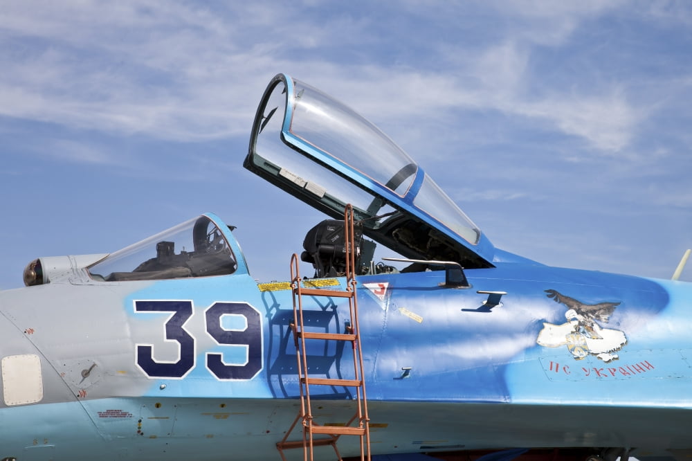 Ukrainian Air Force Su-27 Flanker cockpit Canvas Art - Timm ZiegenthalerStocktrek Images (18 x 12)