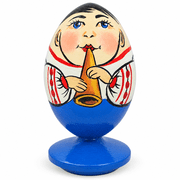 Ukrainian Boy in Embroidered Shirt Wooden Figurine