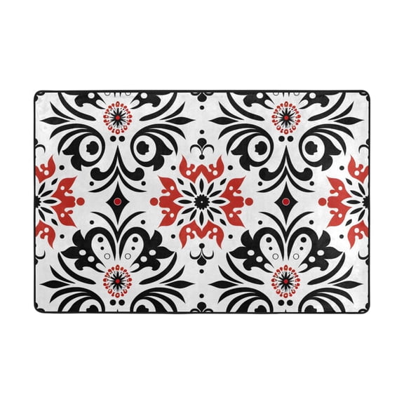 Ukrainian Design Pattern Rug 36x24in Memory Foam Absorbent Non Slip Plush for Bathroom Kitchen Entryway