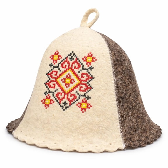 Ukrainian Embroidered Wool Sauna Hat Banya Cap for Men Women