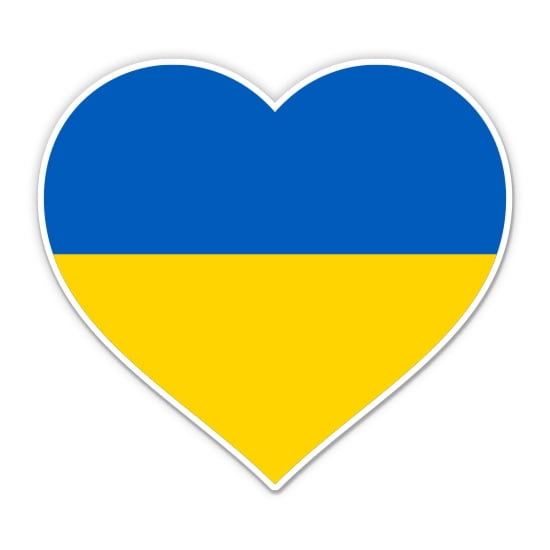 Ukrainian Flag Heart Ukraine Pride - 5" Vinyl Sticker - For Car Laptop I-Pad - Waterproof Decal