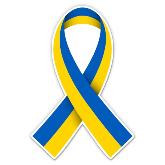 Ukrainian Flag Ribbon Support Ukraine - 9" Vinyl Sticker - For Car Laptop I-Pad - Waterproof Decal
