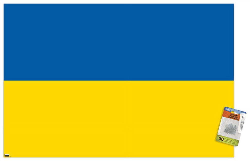 Ukrainian Flag Wall Poster with Pushpins, 22.375" x 34"