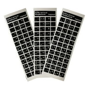Ukrainian Keyboard Stickers Ukraine Black / Transparent Background with White/Color Lettering for Computer Keyboard Keys