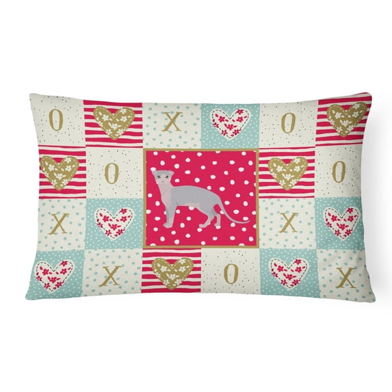 Ukrainian Levkoy Cat Love Canvas Fabric Decorative Pillow Red