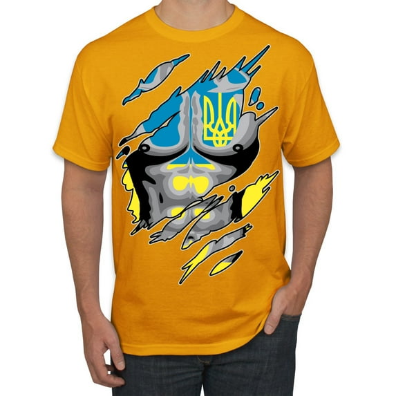 Ukrainian Muscle Skin Beast Mode Men's Graphic T-Shirt, Gold, 4X-Large