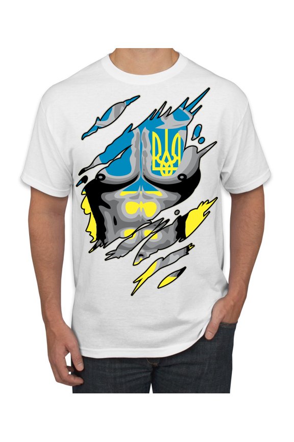 Ukrainian Muscle Skin Beast Mode Men's Graphic T-Shirt, White, Large