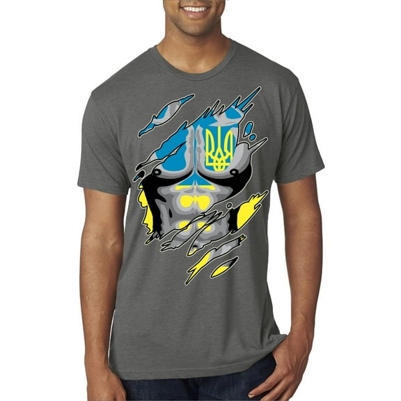 Ukrainian Muscle Skin Beast Mode Mens Premium Tri Blend T-Shirt, Dark Heather, Small