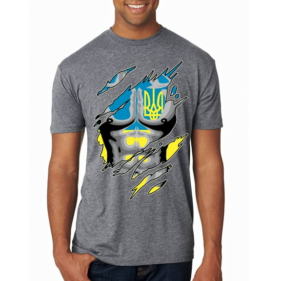 Ukrainian Muscle Skin Beast Mode Mens Premium Tri Blend T-Shirt, Premium Heather, Small