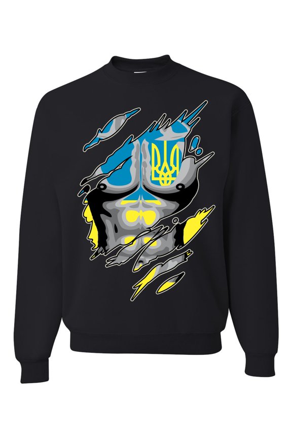 Ukrainian Muscle Skin Beast Mode Unisex Crewneck Graphic Sweatshirt, Black, Large