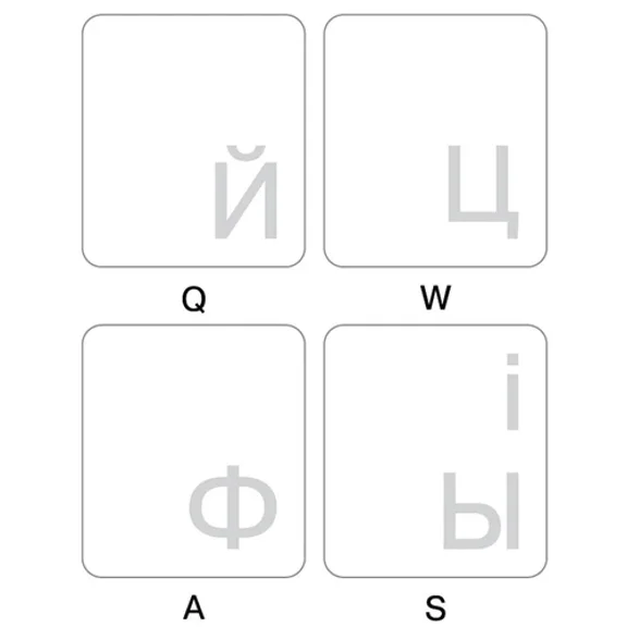 Ukrainian-Russian Keyboard Sticker Label Transparent White Letters Online-Welcom