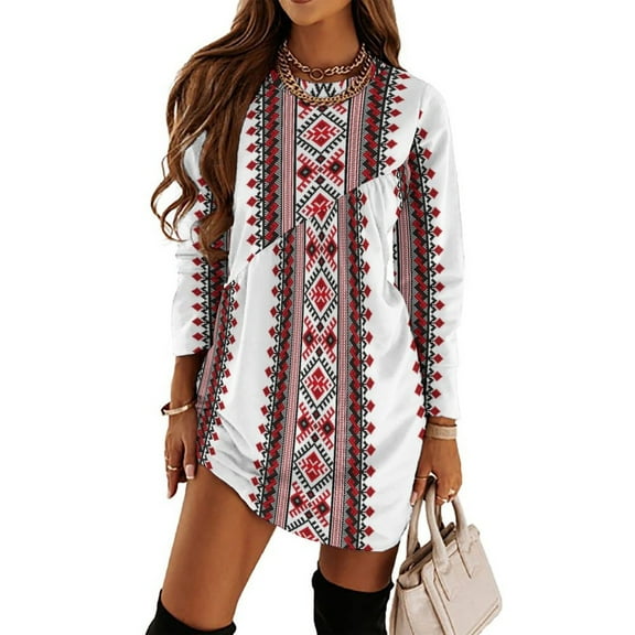 Ukrainian Vyshyvanka Embroidery Loose Dress Evening Dress Summer Dresses for Women Luxury Dress Long Sleeved Dress