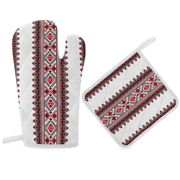 Ukrainian Vyshyvanka Embroidery Oven Gloves And Pots Stand Set Oven Gloves And Pot Racks Pot Racks And Oven Gloves Set