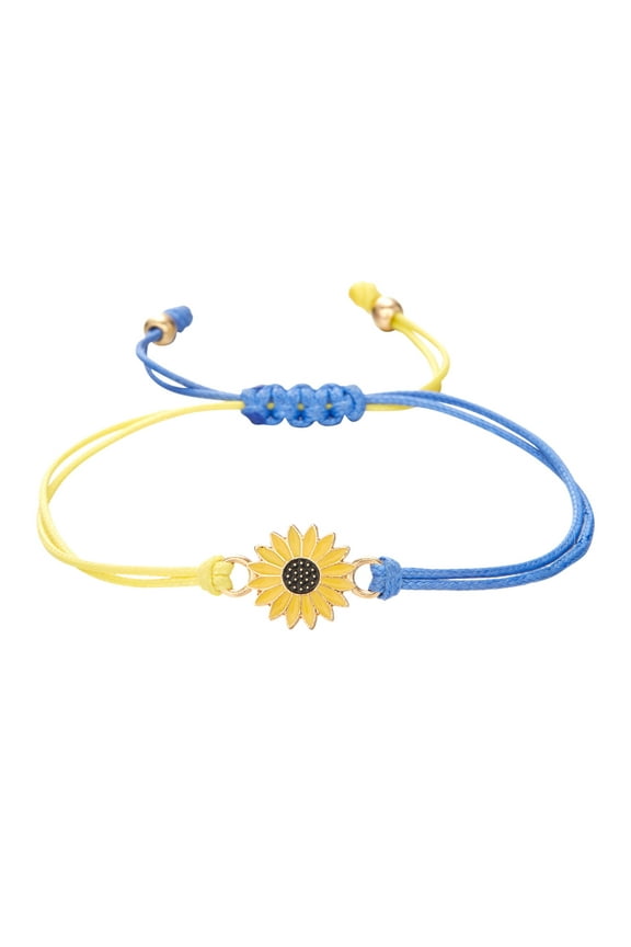Ukrainian Yellow Blue Bracelet Set Handmade Rope Bracelet String Thread Bracelets Bracelet with Natural Crystal Bracelet