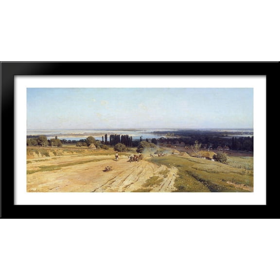 Ukrainian landscape 40x20 Large Black Wood Framed Print Art by Volodymyr Orlovsky