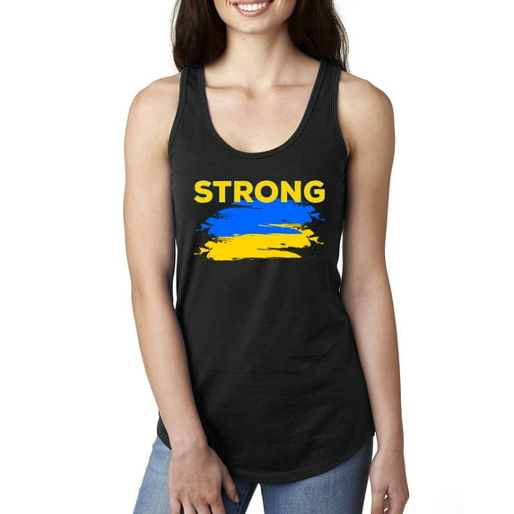 Ukranian Strong Vintage Ladies Racerback Tank Top, Black, Medium