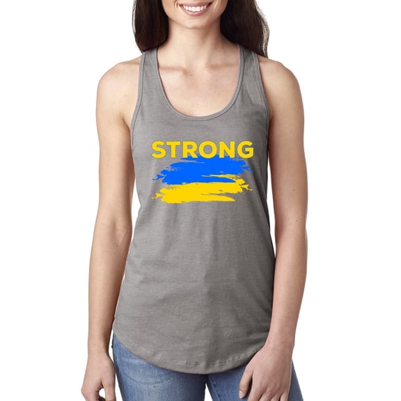 Ukranian Strong Vintage Ladies Racerback Tank Top, Heather Grey, X-Large