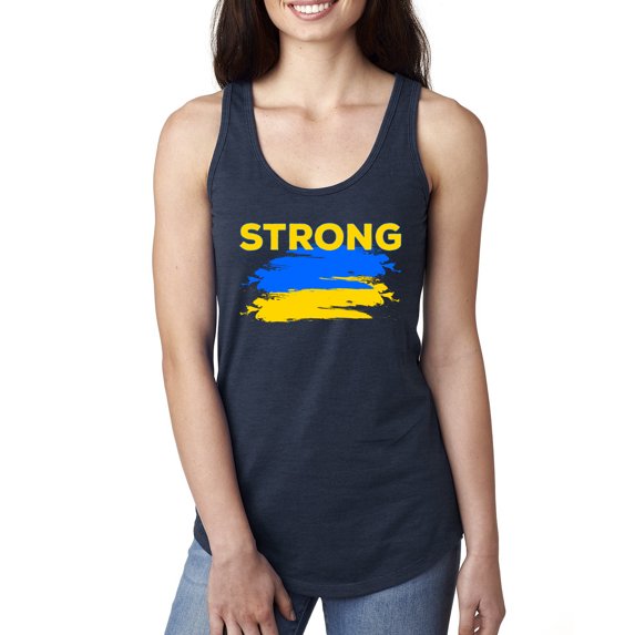 Ukranian Strong Vintage Ladies Racerback Tank Top, Navy, Small