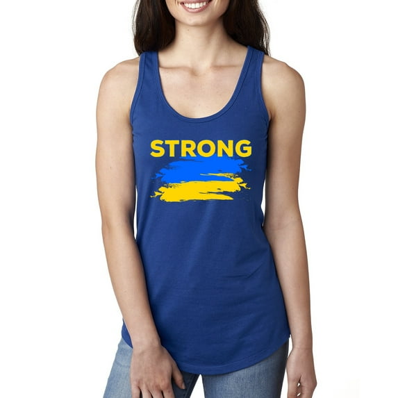Ukranian Strong Vintage Ladies Racerback Tank Top, Royal, Large