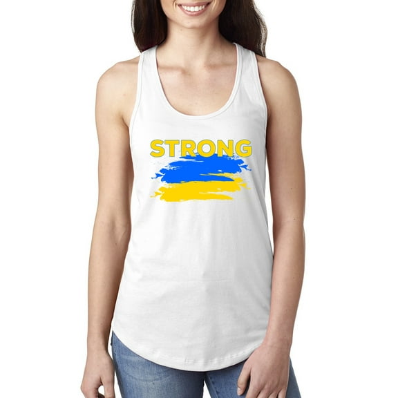 Ukranian Strong Vintage Ladies Racerback Tank Top, White, Large