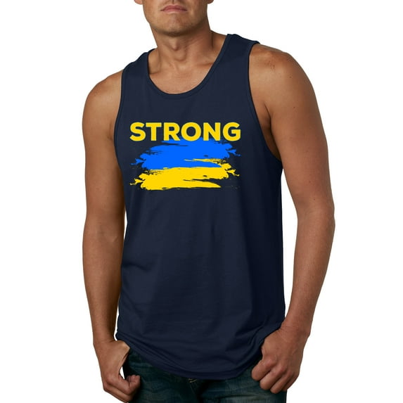 Ukranian Strong Vintage Mens Graphic Tank Top, Navy, Small
