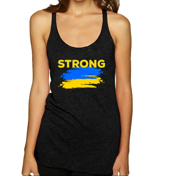 Ukranian Strong Vintage Tri-Blend Racerback Tank Top, Vintage Black, Large