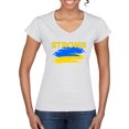thumbnail image 1 of Ukranian Strong Vintage Womenâ€™s Standard V-Neck Tee, White, X-Large, 1 of 4