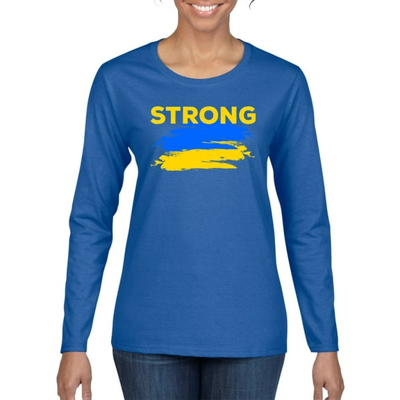 Ukranian Strong Vintage Womens Graphic Long Sleeve T-Shirt, Royal, X-Large