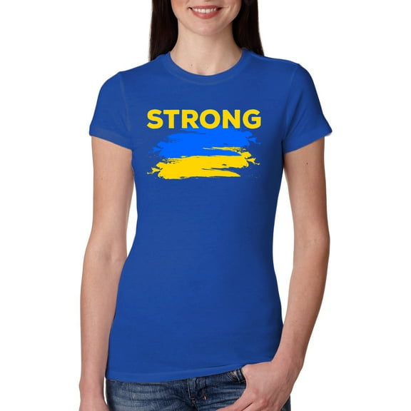 Ukranian Strong Vintage Womens Slim Fit Junior Tee, Royal, Medium