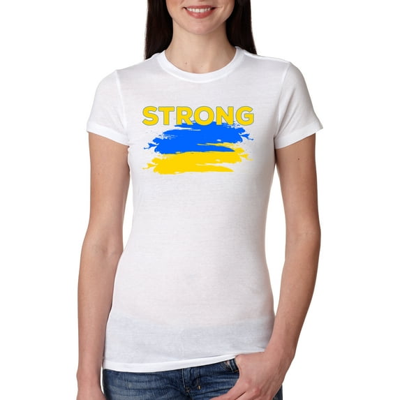 Ukranian Strong Vintage Womens Slim Fit Junior Tee, White, Small