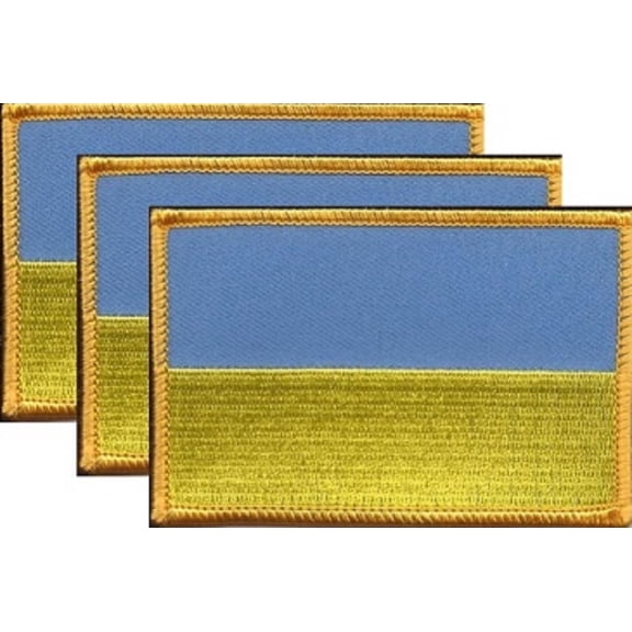 Ukranie Flag Patch, Embroidered Iron On or Sew On, Measures 3.50" x 2.25"