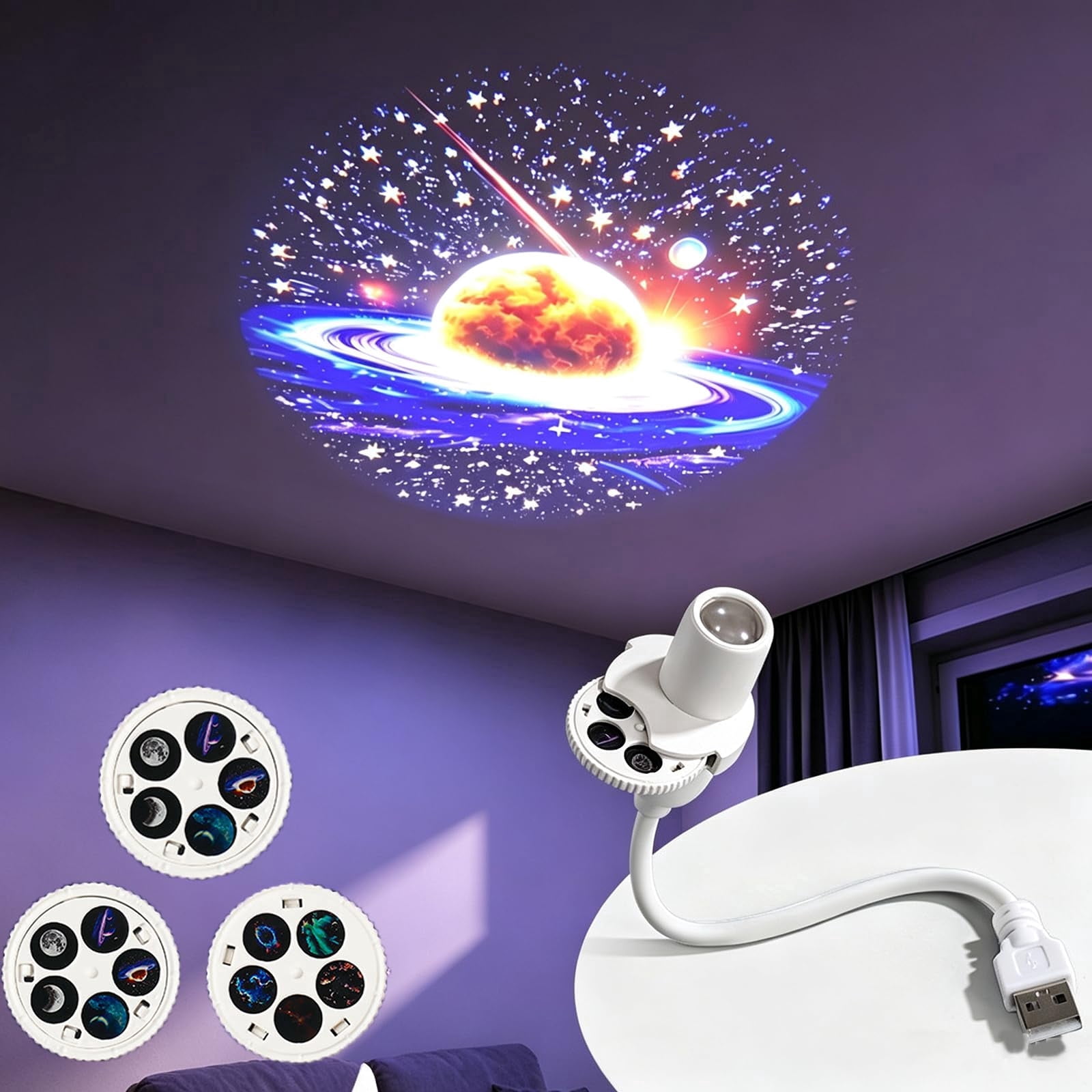 Ocean & Galaxy Projector, Nebula & Ocean Wave Effects, 15 Lighting