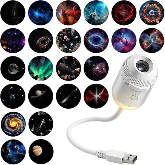 Uktrendzone Projector, 2-in-1 Galaxy Projector Night Light, Galaxy Ceiling Projector, Stellar Projector, USB Portable Galaxy Star Projector Night Light for Car and Bedroom (24 Projection Films)