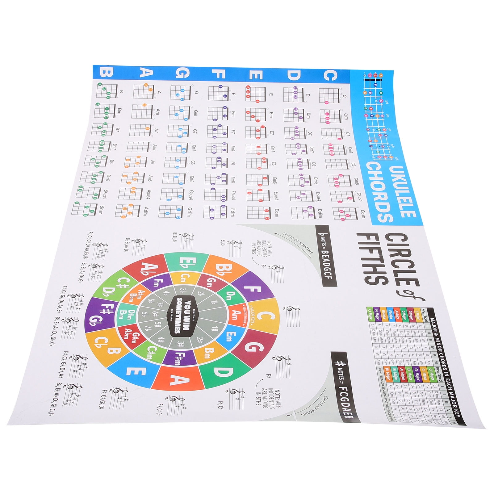 Ukulele Chord Tablature Sticker Fingerboard Large Poster Chart for Music Theory - Walmart.com