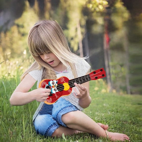 Ukulele Guitar Musical Model 4-String Mini Acoustic Beginner Portable Lightweight ABS Plastic Nylon Strings for Home Travel Party Music Gift
