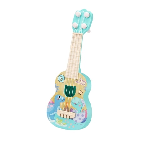 Ukulele Guitar Toy 4 Adjustable Strings Musical Portable Early Developmental Preschool Learning, Musical Instrument for Children Dinosaur