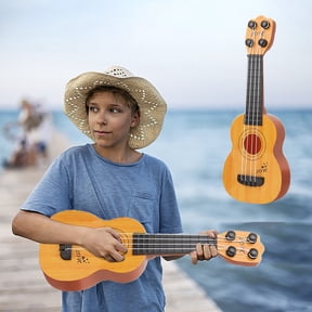 Ukulele Guitar Toy for Beginners/Kids, 4 String Mini Musical Instrument with Nylon Strings, Early Music Education Learning Toy, Portable Lightweight ABS Plastic, Birthday Gift for Boys Girls