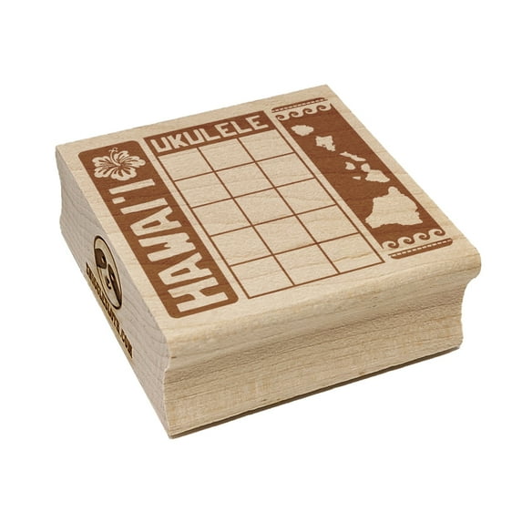 Ukulele Hawai'i Hawaii Chord Chart Square Rubber Stamp Stamping Scrapbooking Crafting - Medium 1.75in