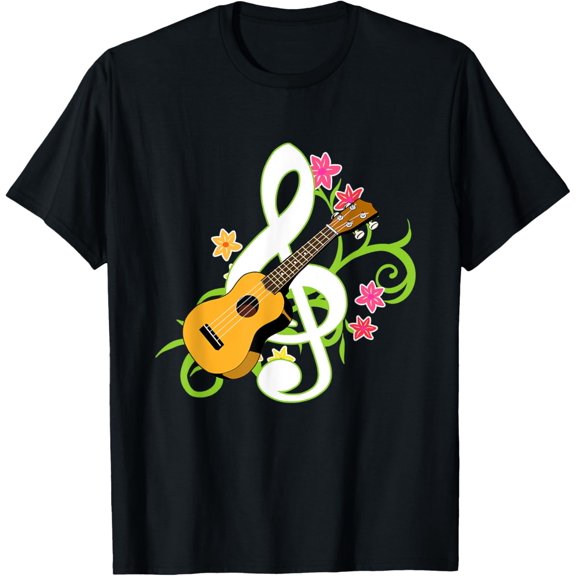 Ukulele Hawaii Tropical Music Note Gift Shirt Ukulele Player T-Shirt