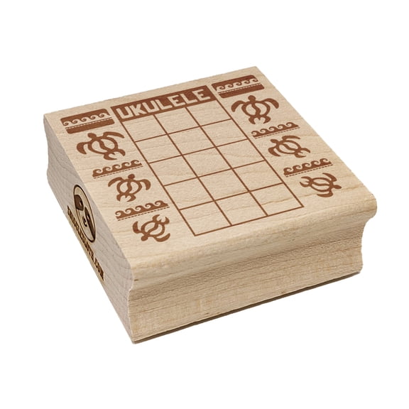 Ukulele Honu Sea Turtle Chord Chart Square Rubber Stamp Stamping Scrapbooking Crafting - Medium 1.75in