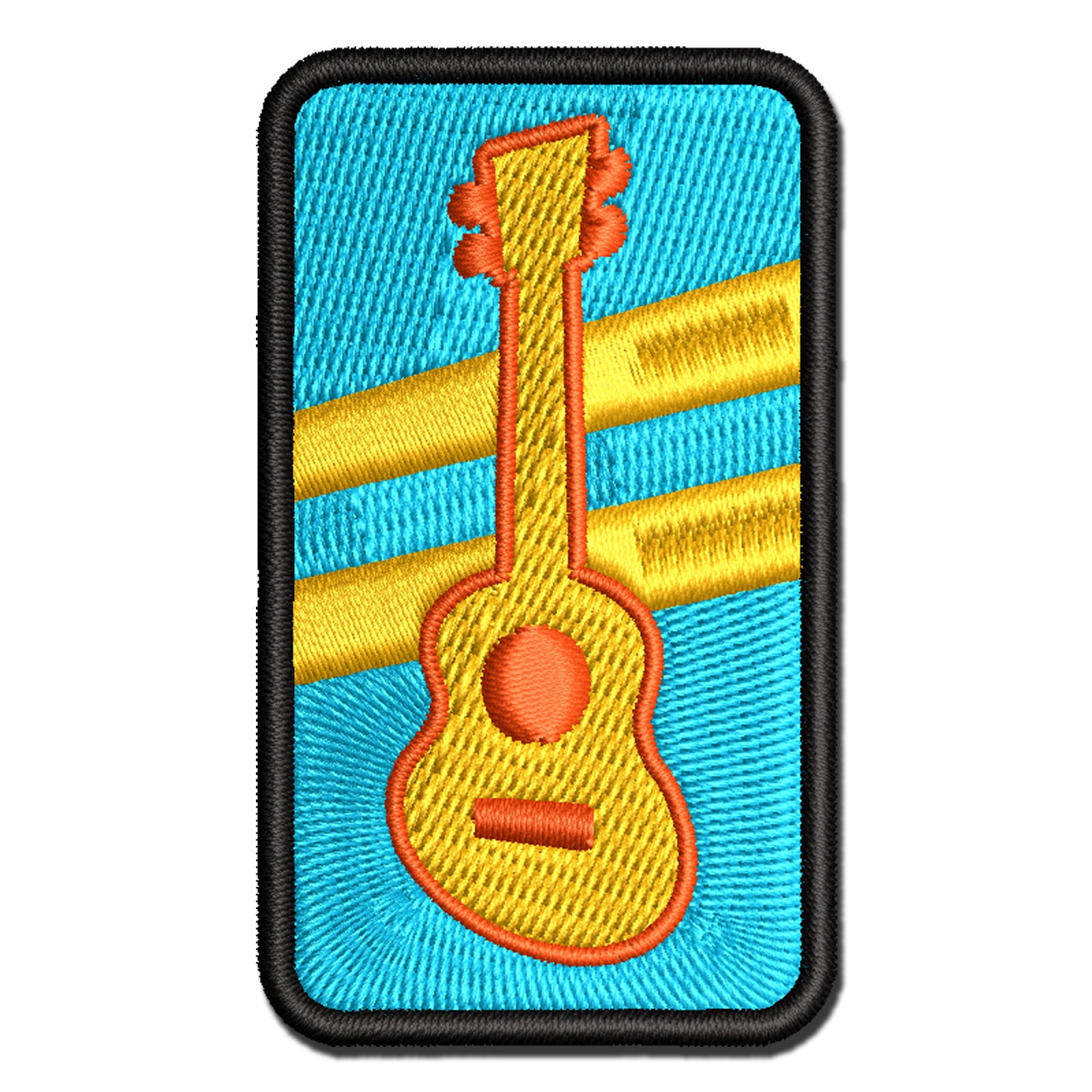 Ukulele Music Instrument Doodle Applique Multi-Color Embroidered Hook & Loop Patch - 3.5 Inch Large
